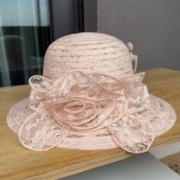 Women's Fashion Solid Color Flowers Flat Eaves Sun Hat sku image 2