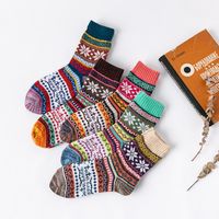 Unisex Ethnic Style Totem Color Block Rabbit Fur Wool Crew Socks 1 Pair sku image 1
