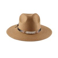 Women's Fashion Solid Color Beaded Flat Eaves Fedora Hat sku image 2