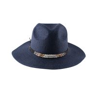 Women's Fashion Solid Color Beaded Flat Eaves Fedora Hat sku image 6