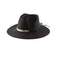 Women's Fashion Solid Color Beaded Flat Eaves Fedora Hat main image 3