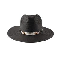 Women's Fashion Solid Color Beaded Flat Eaves Fedora Hat sku image 4