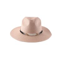 Women's Fashion Solid Color Beaded Flat Eaves Fedora Hat sku image 5