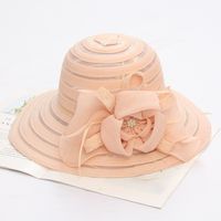 Women's Fashion Solid Color Flowers Flat Eaves Sun Hat main image 4