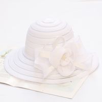 Women's Fashion Solid Color Flowers Flat Eaves Sun Hat sku image 2