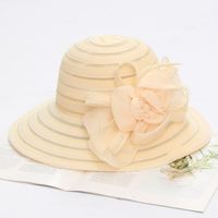 Women's Fashion Solid Color Flowers Flat Eaves Sun Hat sku image 5