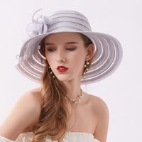 Women's Fashion Solid Color Flowers Flat Eaves Sun Hat main image 3