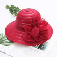 Women's Fashion Solid Color Flowers Flat Eaves Sun Hat sku image 6