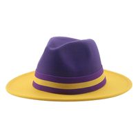 Unisex Classic Style Color Block Ribbon Flat Eaves Fedora Hat sku image 3