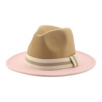 Unisex Classic Style Color Block Ribbon Flat Eaves Fedora Hat sku image 1