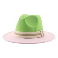 Unisex Classic Style Color Block Ribbon Flat Eaves Fedora Hat sku image 2