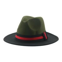 Unisex Classic Style Color Block Ribbon Flat Eaves Fedora Hat sku image 4