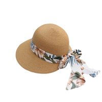 Women's Vacation Solid Color Bowknot Straw Hat main image 3