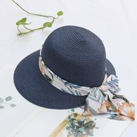 Women's Vacation Solid Color Bowknot Straw Hat sku image 3