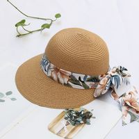 Women's Vacation Solid Color Bowknot Straw Hat sku image 1