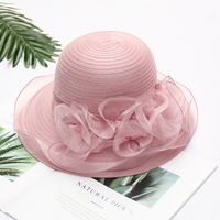 Women's Fashion Solid Color Flowers Flat Eaves Sun Hat sku image 2