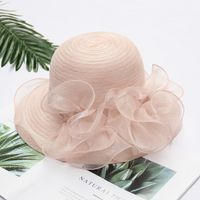 Women's Fashion Solid Color Flowers Flat Eaves Sun Hat sku image 6