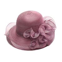 Women's Fashion Solid Color Flowers Flat Eaves Sun Hat main image 2