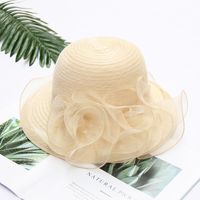 Women's Fashion Solid Color Flowers Flat Eaves Sun Hat sku image 4