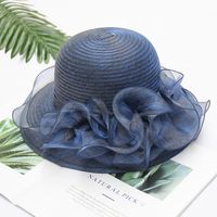 Women's Fashion Solid Color Flowers Flat Eaves Sun Hat sku image 5