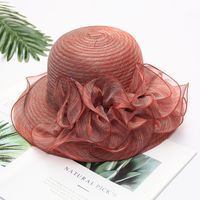 Women's Fashion Solid Color Flowers Flat Eaves Sun Hat sku image 8