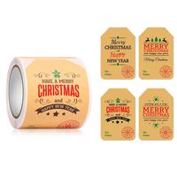 Roll Kraft Christmas Gift Box Adhesive Decorative Label Sticker sku image 3
