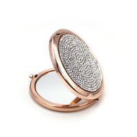 Portable Round Metal Crystals Handheld Makeup Mirror 1 Piece sku image 3