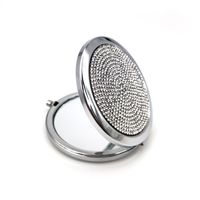 Portable Round Metal Crystals Handheld Makeup Mirror 1 Piece sku image 2