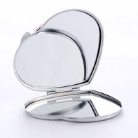 Heart Shaped Metal Pearl Flower Cat Double-sided Portable Cosmetic Mirror main image 3