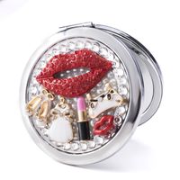 Rote Lippen Lippenstift Tasche Doppel-seitige Tragbare Kosmetik Spiegel main image 4