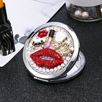 Rote Lippen Lippenstift Tasche Doppel-seitige Tragbare Kosmetik Spiegel main image 3