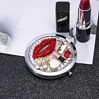 Rote Lippen Lippenstift Tasche Doppel-seitige Tragbare Kosmetik Spiegel main image 2
