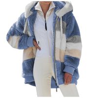 Fashion Color Block Cotton Polyacrylonitrile Fiber Zipper Coat Woolen Coat main image 5