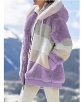 Fashion Color Block Cotton Polyacrylonitrile Fiber Zipper Coat Woolen Coat main image 1