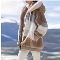 Fashion Color Block Cotton Polyacrylonitrile Fiber Zipper Coat Woolen Coat main image 4