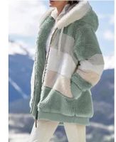 Fashion Color Block Cotton Polyacrylonitrile Fiber Zipper Coat Woolen Coat main image 6