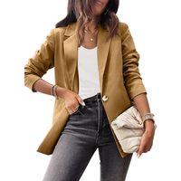 Elegant Solid Color Patchwork Button Polyester Acrylic Single Breasted Blazer Blazer main image 3