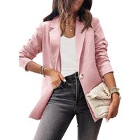Elegant Solid Color Patchwork Button Polyester Acrylic Single Breasted Blazer Blazer main image 4