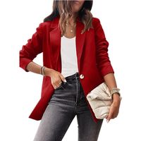 Élégant Couleur Unie Patchwork Bouton Polyester Acrylique Unique Poitrine Blazer Blazer main image 5