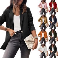 Elegant Solid Color Patchwork Button Polyester Acrylic Single Breasted Blazer Blazer main image 1