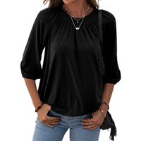 Women's T-shirt 3/4 Length Sleeve Blouses Patchwork Simple Style Solid Color main image 5