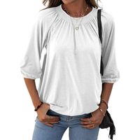 Elegant Solid Color Polyester Round Neck Long Sleeve Regular Sleeve T-shirt main image 5