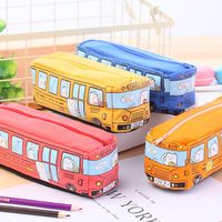 Cute Creative Small Animal Bus Canvas  Pencil Case Student Stationery Wholesale main image 1