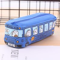 Cute Creative Small Animal Bus Canvas  Pencil Case Student Stationery Wholesale sku image 4