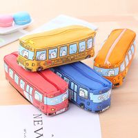 Cute Creative Small Animal Bus Canvas  Pencil Case Student Stationery Wholesale main image 5