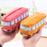 Cute Creative Small Animal Bus Canvas  Pencil Case Student Stationery Wholesale main image 3