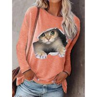 Women's Blouse Long Sleeve Blouses Printing Fashion Cat main image 4