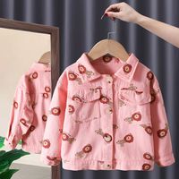 Casual Lion Smiley Face Printing Cotton Girls Outerwear sku image 17