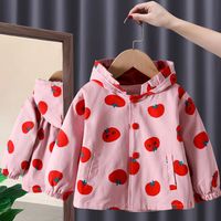 Casual Lion Smiley Face Printing Cotton Girls Outerwear sku image 4