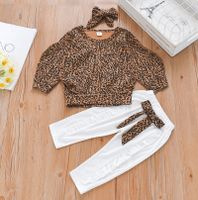 Fashion Leopard Printing Cotton Girls Clothing Sets sku image 1